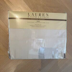 NWT Lauren Ralph Lauren Cream Twin Sheet Set 300ct
